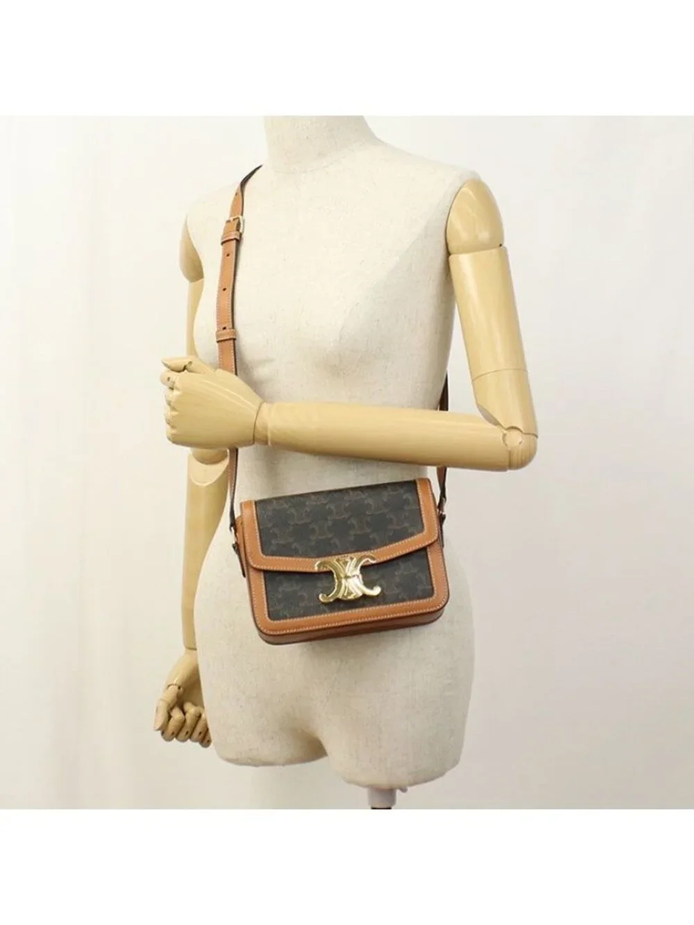 Celine Triomphe Canvas Crossbody Shoulder Bag Calf - Picture 9 of 9
